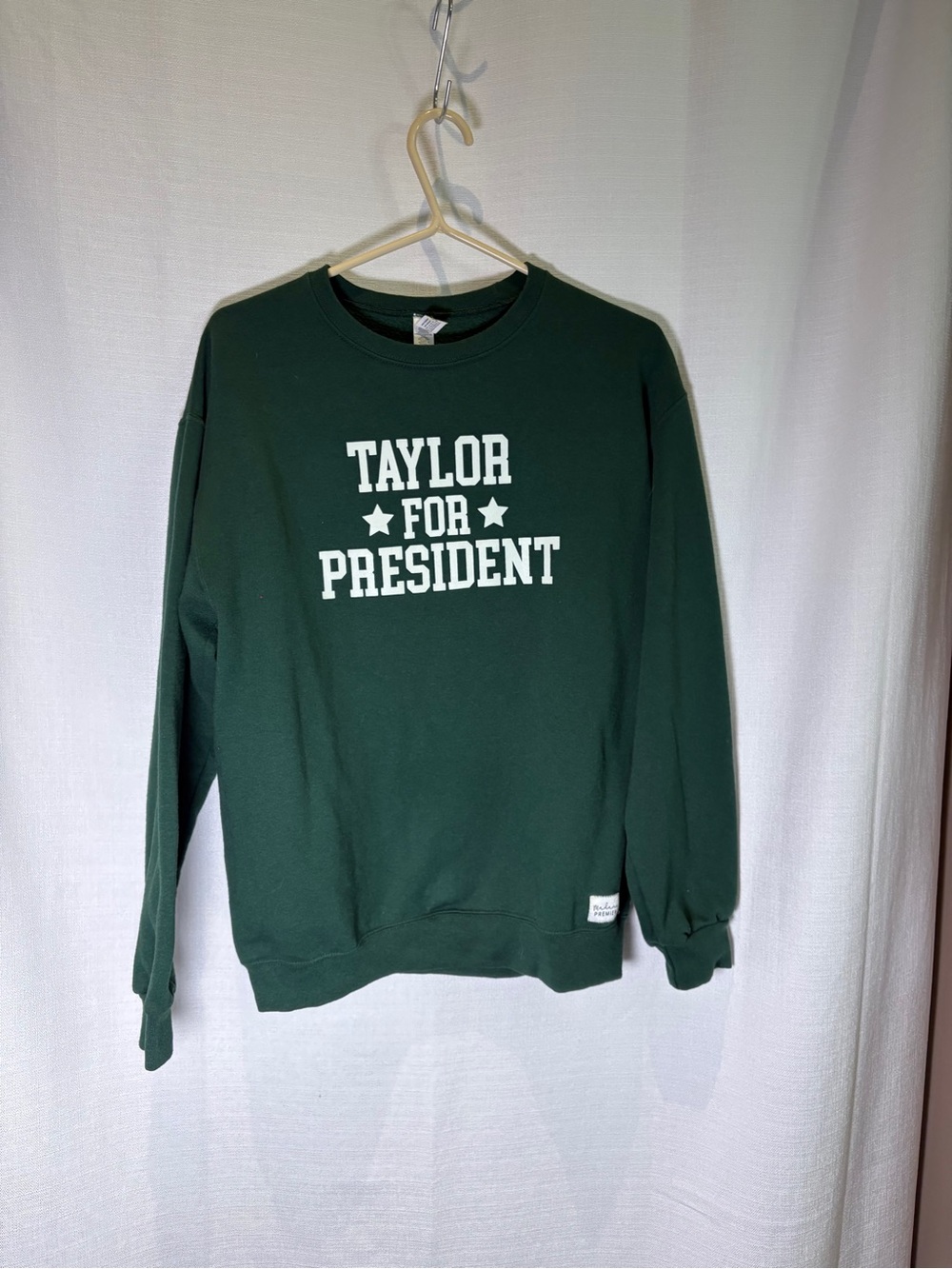 Madame Premier Dk Green Crewneck Sweatshirt w White "Taylor For President" Print